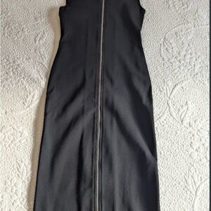 Zara Black Midi Dress with Front Zipper